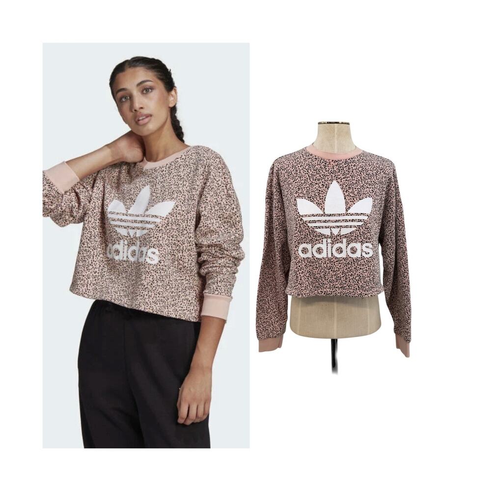 Adidas Originals HER Studio London Trefoil Sweatshirt Pink Leopard Medium